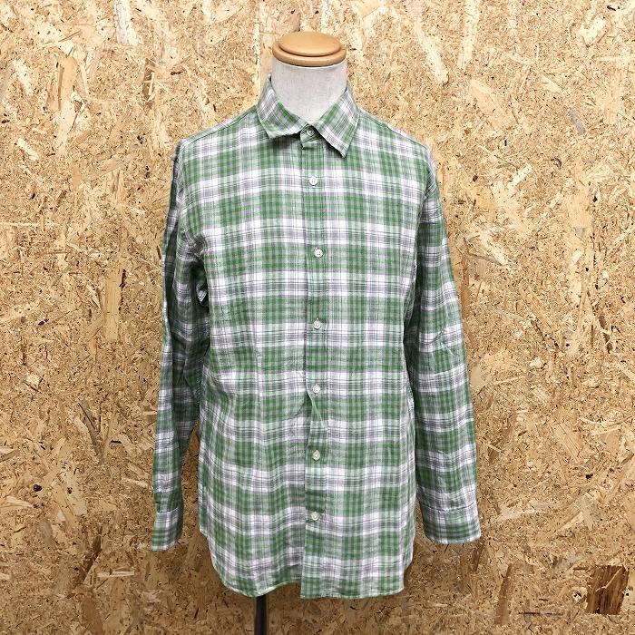 Banana Republic バナナリパブリック L メンズ シャツ チェック柄 ポケット無し 袖ロールアップ 長袖 麻 綿 グリーン グレー ホワイト Sl Undo Rowa ヤフー店 通販 Yahoo ショッピング