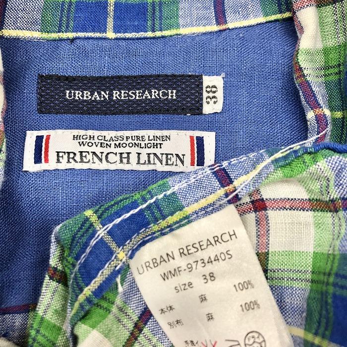 URBAN RESEARCH アーバンリサーチ 38 メンズ シャツ チェック柄 胸ポケット付き レギュラーカラー 長袖 麻100% 青系×黄×黄緑×赤×白系 | URBAN RESEARCH | 04