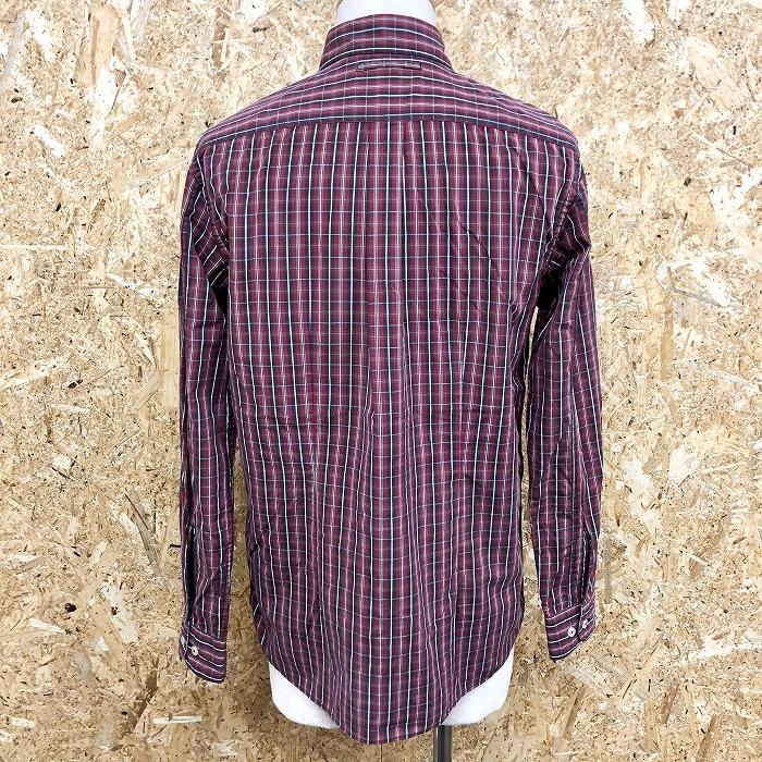 【タグ付】OLLEBOREBLA 長袖総柄シャツ　ラウンドネック　青　M 寒さ知らず】ロングスリーブシャツ（9分袖） MH0708A :メンズ