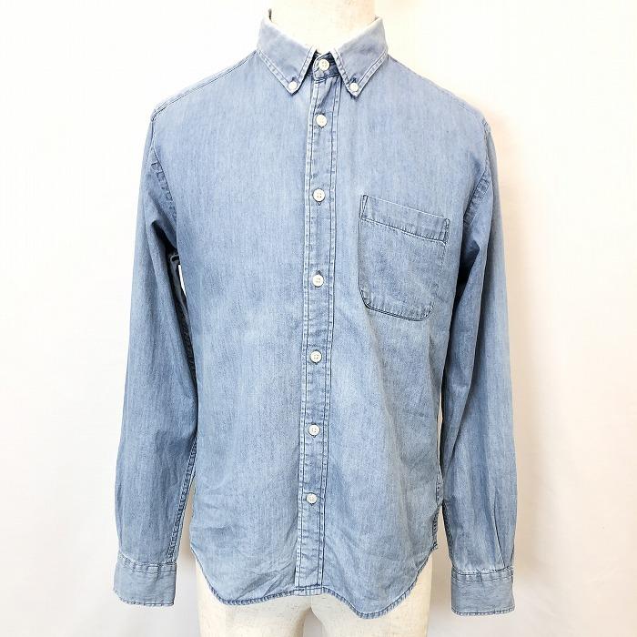Global Work グローバルワーク M メンズ 男性 長袖シャツ インディゴ染め ボタンダウン 胸ポケット 無地 服 綿100 コットン ブルー系 青系 Sl Undo Rowa ヤフー店 通販 Yahoo ショッピング