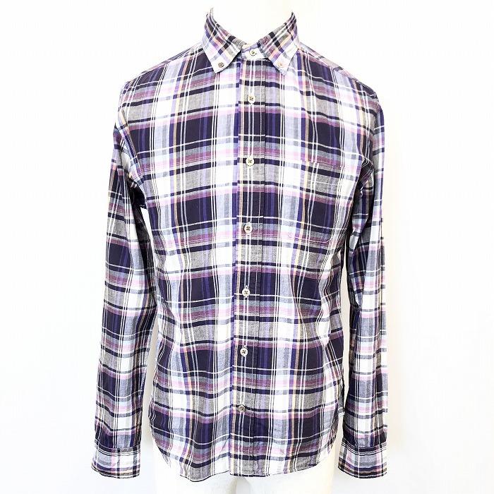 Edifice エディフィス 38 メンズ 男性 チェックシャツ ボタンダウン シェルボタン 胸ポケット 長袖 日本製 綿100 紫 白 ピンクなど Sl Undo Rowa ヤフー店 通販 Yahoo ショッピング