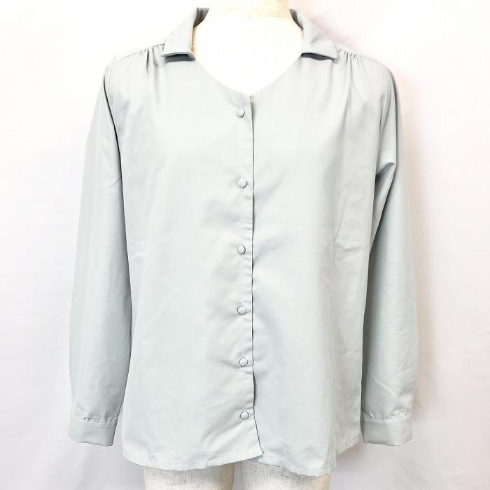 E Hyphen World Gallery イーハイフンワールドギャラリー F レディース スキッパーシャツ 無地 長袖 ポリエステル100 ライトブルーグレー Sl Undo Rowa ヤフー店 通販 Yahoo ショッピング