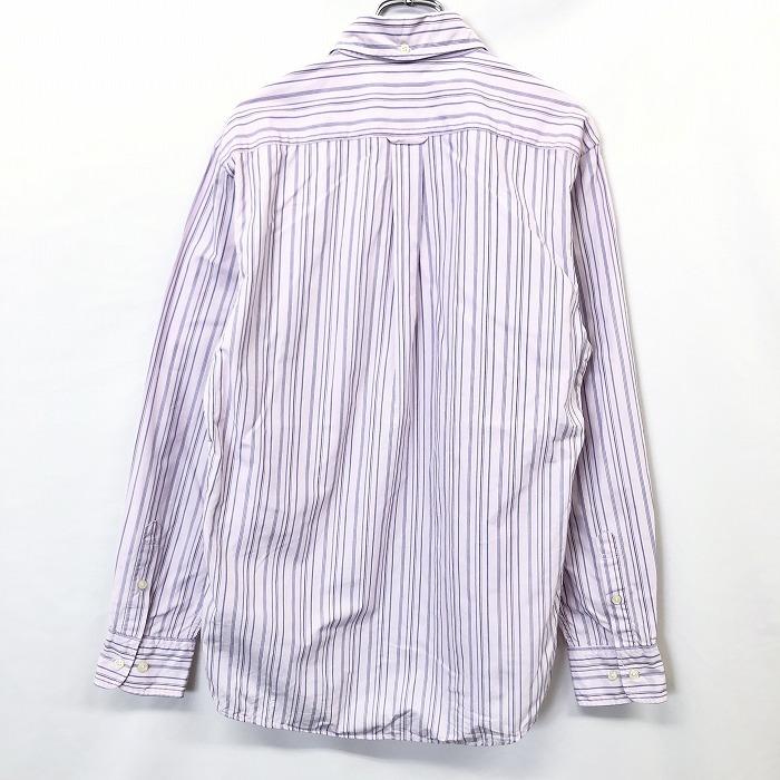 ハーバード HARVARD シャツ ストライプ ボタンダウン 長袖 ロングスリーブ 胸ポケット 綿100% M ライトパープル 薄紫 メンズ 男性 | HARVARD | 01