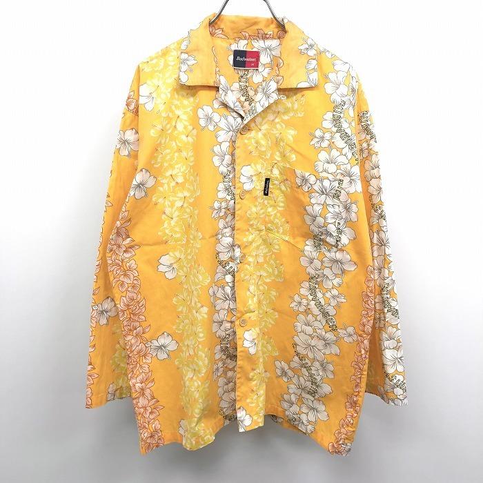 Budweiser バドワイザー M メンズ 男性 若干薄手 オープンカラー