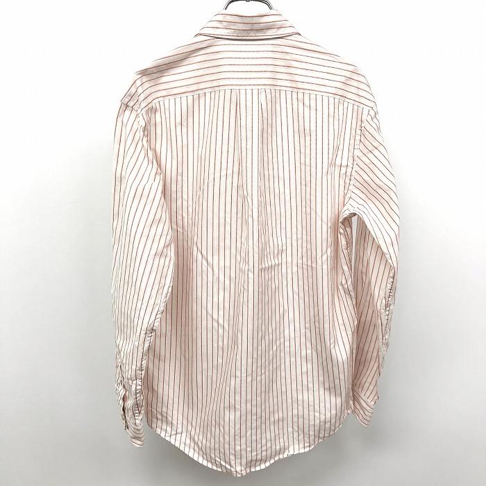 Eddie Bauer - XS メンズ シャツ ストライプ ボタンダウン 長袖 胸ポケット 綿100% ホワイト×ベージュ系×サーモンピンク×ボルドー 白 | Eddie Bauer | 01