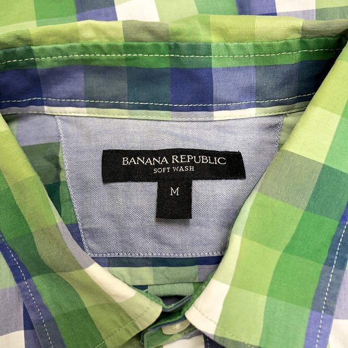 リネン100% BANANA REPUBLICバナナリパブリック麻チェックシャツ