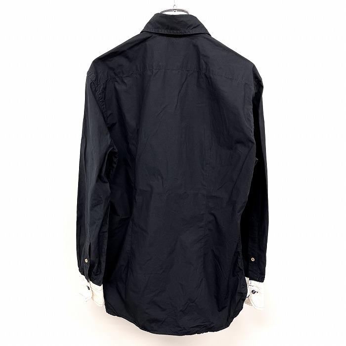 リーセンシーオブマイン RECENCY OF MINE シャツ 無地 ホリゾンタルカラー フレンチフロント 長袖 ポケット無し 綿100% 44 ネイビー メンズ |  | 01