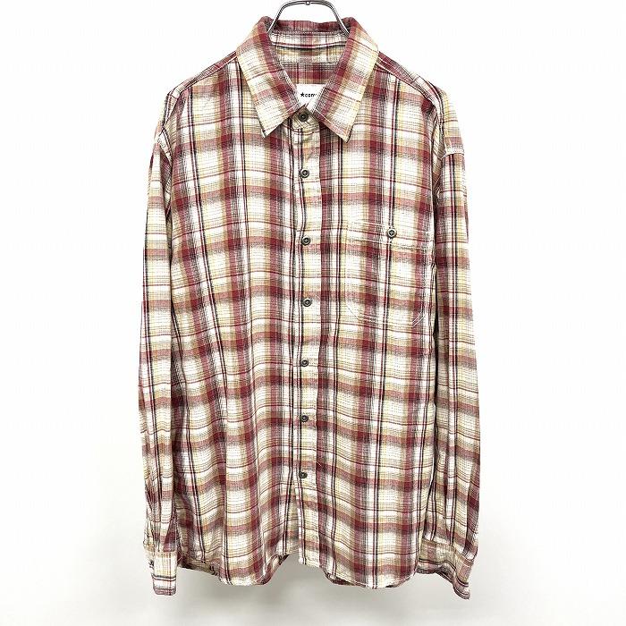 コンバース CONVERSE シャツ チェック 長袖 胸ポケット 綿100% L レッド系×ブラウン×ダークグリーン×イエロー×オフホワイト メンズ | CONVERSE