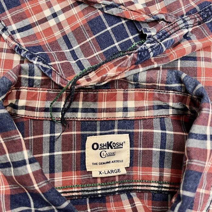 オシュコシュ クラシック OSHKOSH CLASSIC シャツ チェック 長袖 綿100% XL ネイビー×ブラウン×オフホワイト 紺×茶色×白系 メンズ 男性 | OSHKOSH | 02
