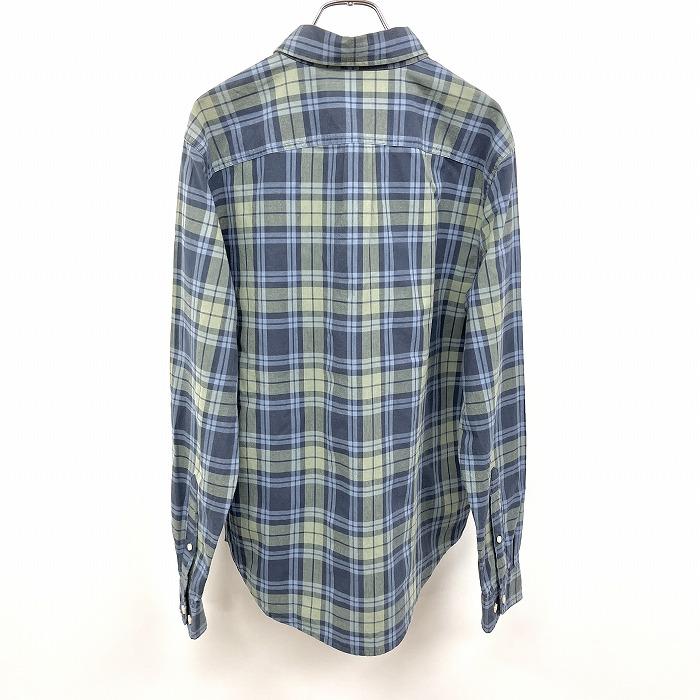 アバクロンビーアンドフィッチ Abercrombie＆Fitch シャツ チェック ボタンダウン 長袖 綿100% L グリーン×ネイビー 緑×紺 メンズ｜undo-rowa｜02