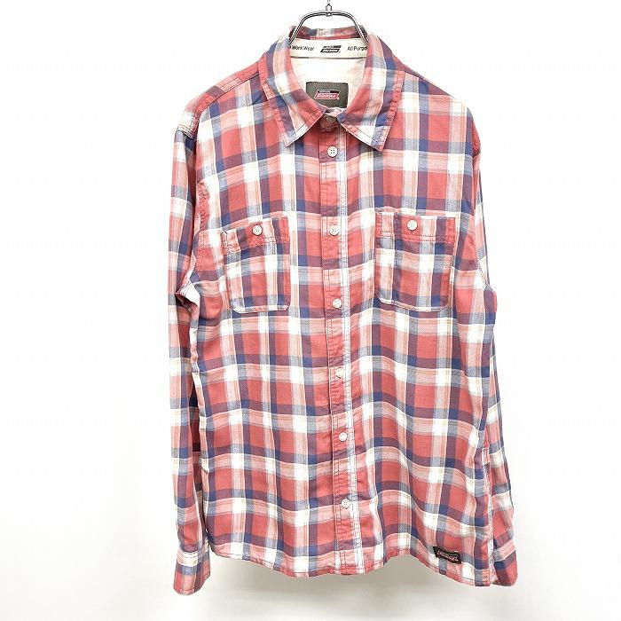 Dickies ディッキーズ 若干薄手 シャツ チェック 長袖 ポリ×綿 M