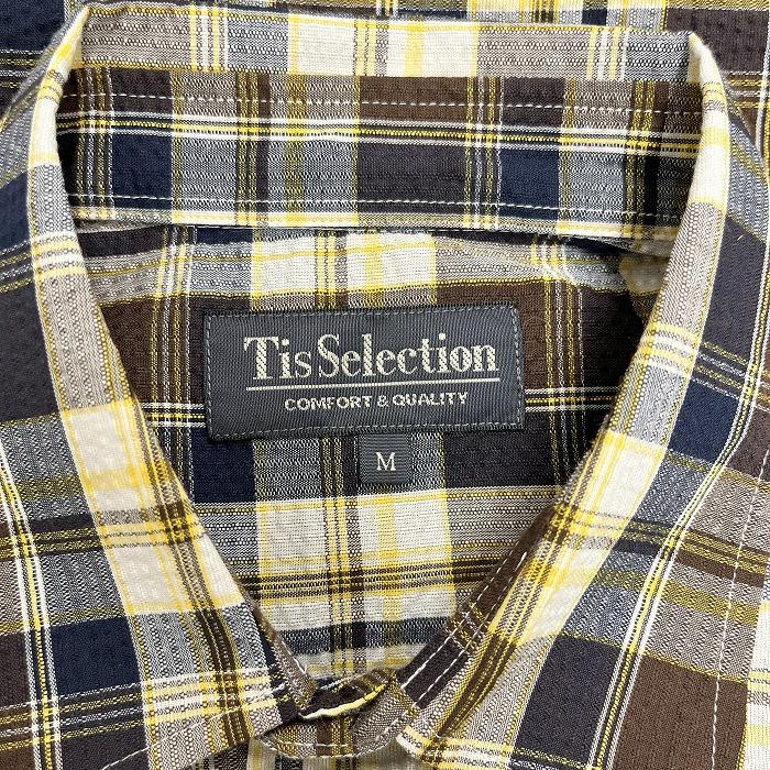 TisSelection シアサッカーシャツ クレープシャツ 長袖 チェック