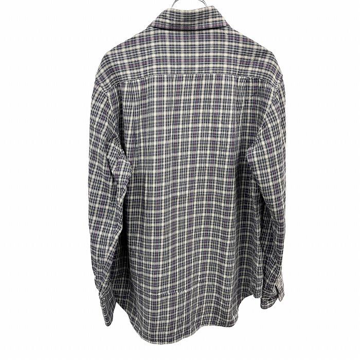 ゴールデンベア Golden Bear シャツ チェック セミワイドカラー 長袖 クマ刺繍 綿100% M ネイビー 紺×紫系ピンク×白×グレージュ メンズ | Golden Bear | 01