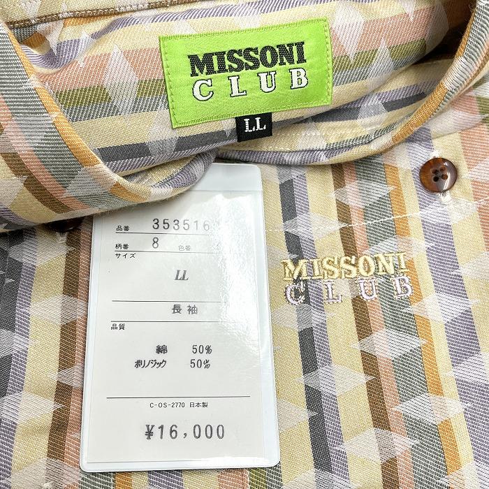 新品】MISSONI CLUB シャツ ストライプ×ダイヤ柄 長袖 日本製 綿