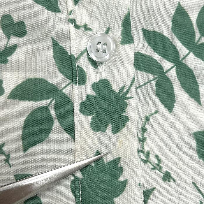 ハンシナー Hanxiner 薄手 バンドカラー シャツ 植物柄 葉っぱ柄