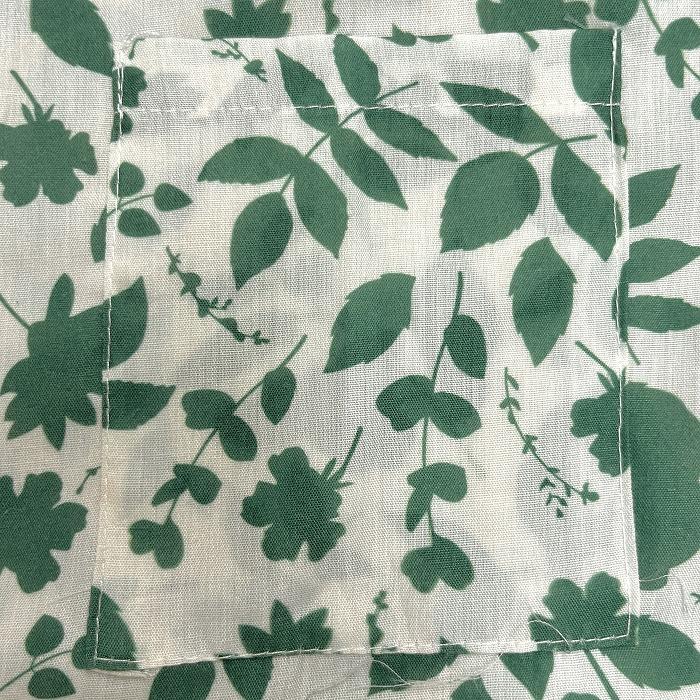 ハンシナー Hanxiner 薄手 バンドカラー シャツ 植物柄 葉っぱ柄