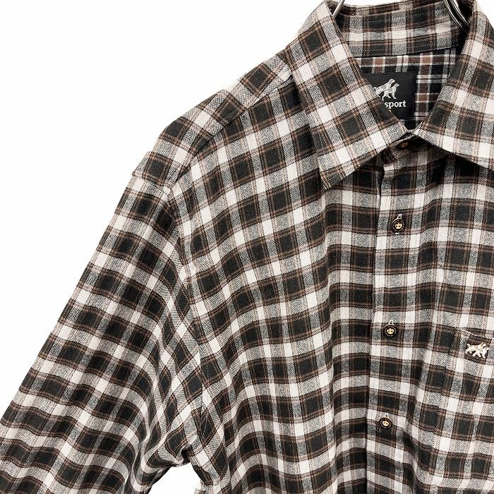 ノヴァスポーツ novasport ビエラ起毛 シャツ チェック 犬の刺繍 胸