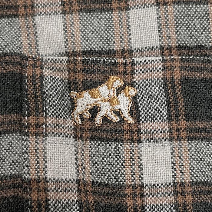 ノヴァスポーツ novasport ビエラ起毛 シャツ チェック 犬の刺繍 胸