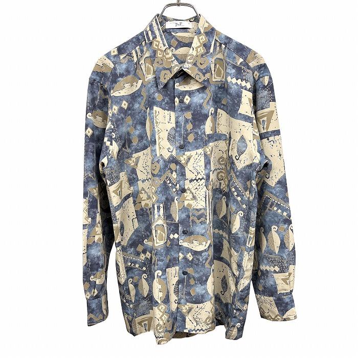 mountain TOP TOKYO 少し薄手 シャツ 総柄 マーブル リーフ