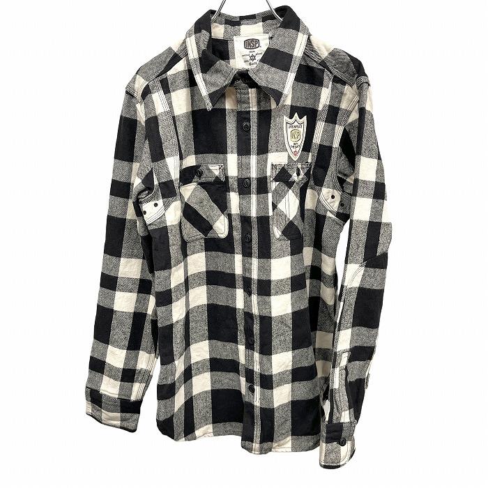 新品/訳アリ】INSP ネルシャツ チェック ロゴパッチ 長袖 チンスト 綿