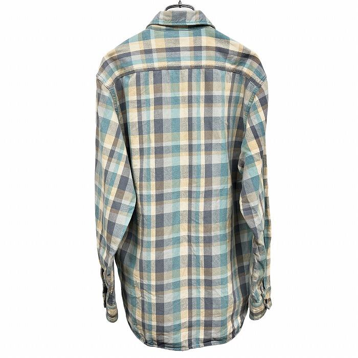 リー Lee シャツ チェック 両胸フラップポケット 長袖 ロングスリーブ 綿100% コットン100% L ブルー 青×ベージュ×紺 メンズ | Lee | 01