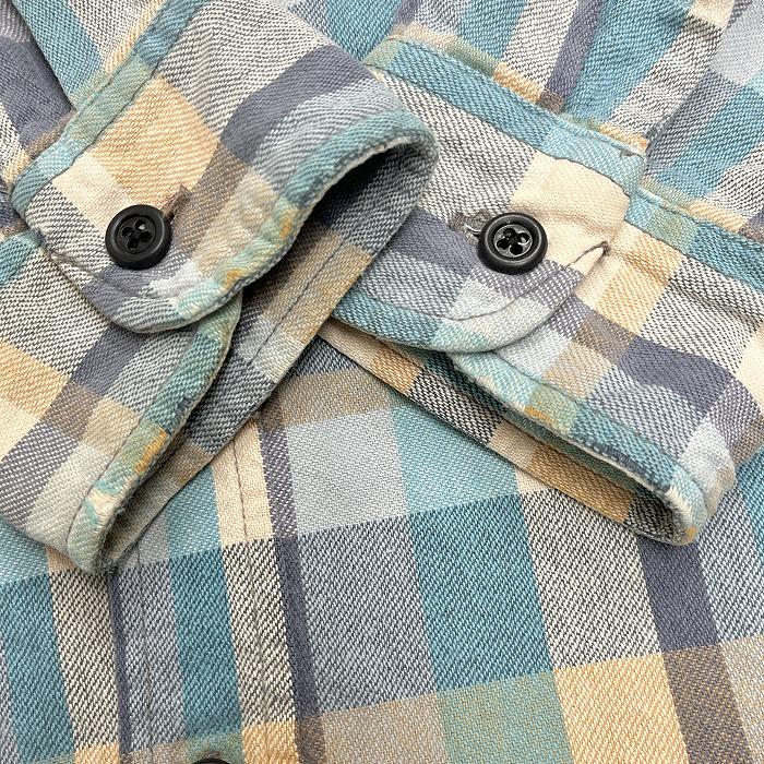 リー Lee シャツ チェック 両胸フラップポケット 長袖 ロングスリーブ 綿100% コットン100% L ブルー 青×ベージュ×紺 メンズ | Lee | 02