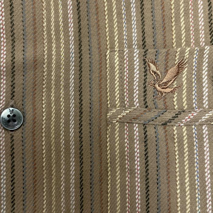 ライルアンドスコット 微起毛 シャツ ビエラ起毛 ストライプ 鳥の刺繍 長袖 アクリル×ウール M ブラウン 茶×紺×赤×黄×白×緑 メンズ | LYLE&SCOTT | 02