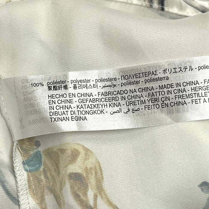 ザラ 若干透け感 シャツ 犬のイラスト 丈短め シェルボタン 長袖 ポケット無し ポリ100% L オフホワイト 白系×マルチカラー レディース | ZARA | 06