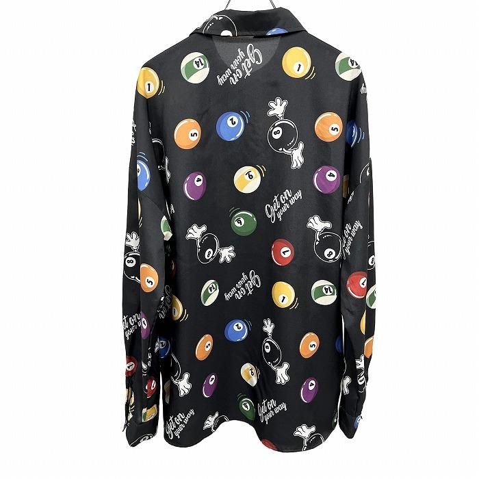 CHIP CLIP シャツ ビリヤードの玉のキャラクター 英字 長袖 ポリ100% M ブラック 黒×赤×緑×オレンジ×黄×青×ベージュ メンズ |  | 01
