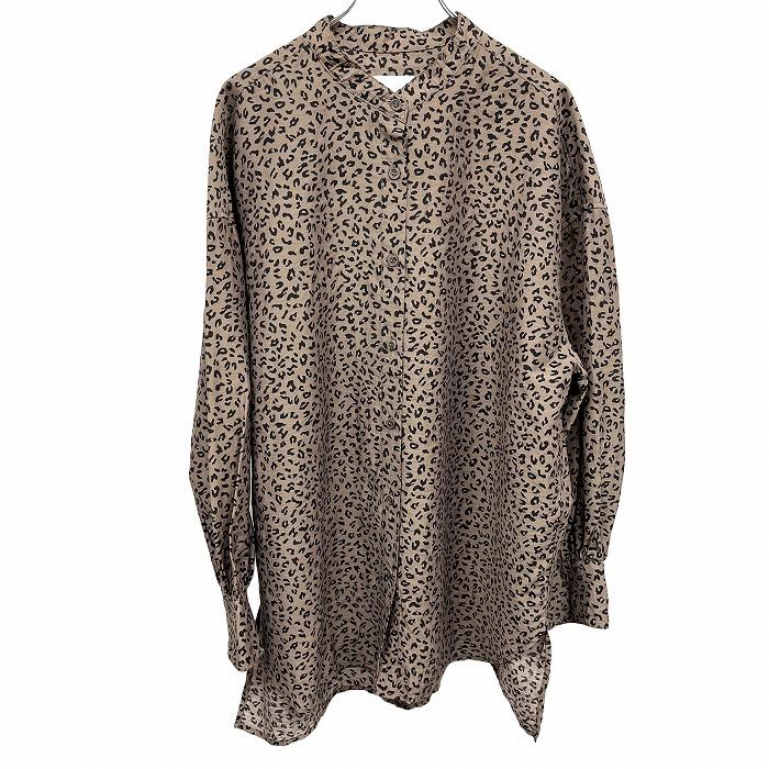 RUDE GALLERY】レオパード柄 リネン長袖シャツ バンドカラー L RUDE