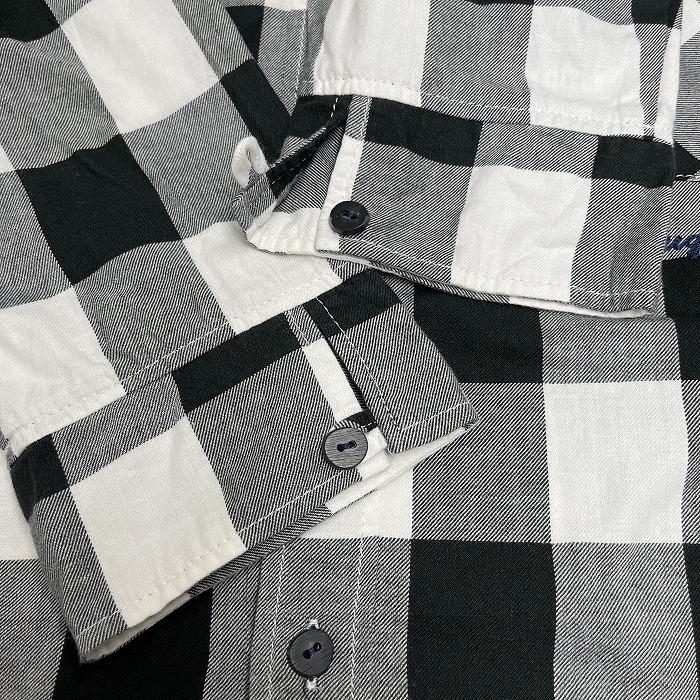 ドラッグストアーズ オープンカラーシャツ 開襟 ボックスカット バッファローチェック 長袖 日本製 綿100% F ブラック 黒×白 レディース | drug store's | 07