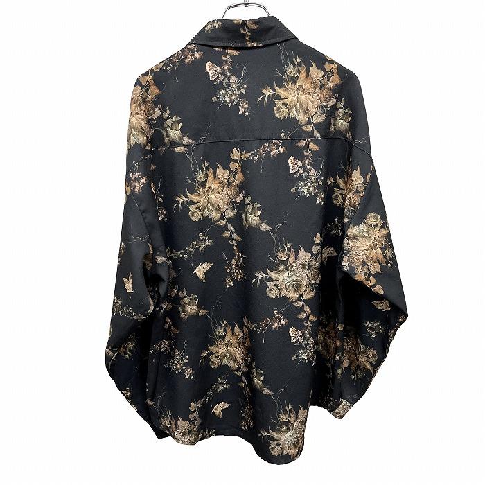 チャオ ciao ジョーゼットシャツ 花柄 植物柄 長袖 ポケット無し ポリエステル×ポリウレタン M ブラック 黒×茶×ピンク系×緑系 メンズ | チャオ（Kiefer neu） | 01