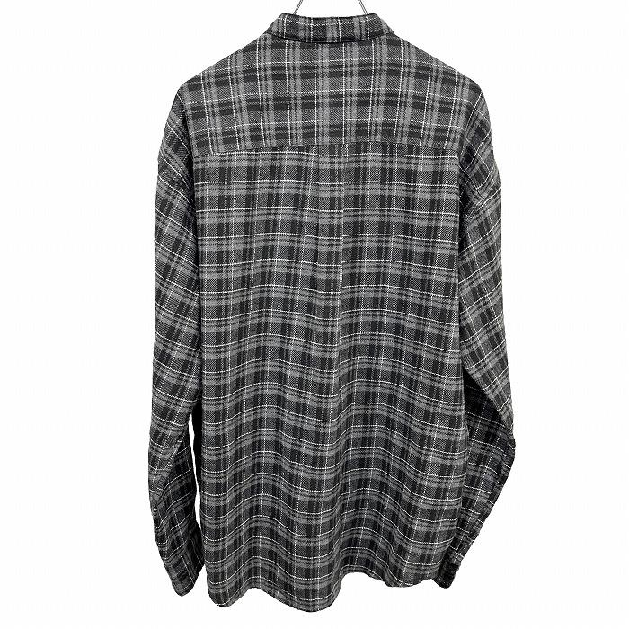 ナノユニバース nano・universe ネルシャツ バンドカラー チェック 長袖 ポリ×綿×レーヨン×ナイロン L グレー グレー×黒×白 メンズ | NANO universe | 01