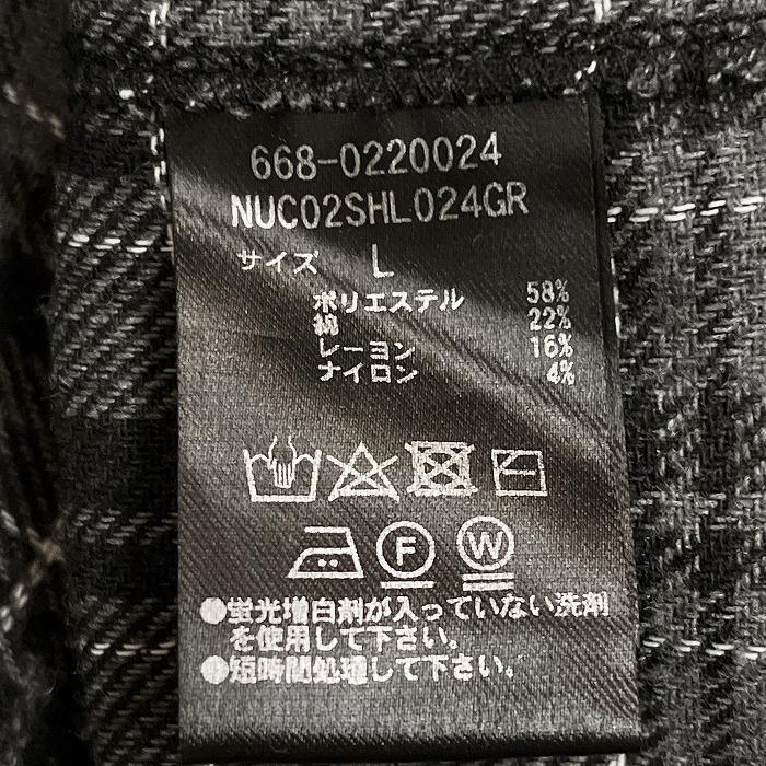 ナノユニバース nano・universe ネルシャツ バンドカラー チェック 長袖 ポリ×綿×レーヨン×ナイロン L グレー グレー×黒×白 メンズ | NANO universe | 04