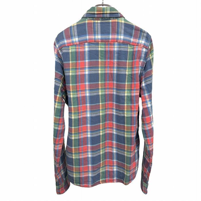 アバクロンビーアンドフィッチ シャツ チェック 二重生地 長袖 綿100% M サーモンピンク系×青×緑×黄×白 レディース(メンズ？) | Abercrombie&Fitch | 01