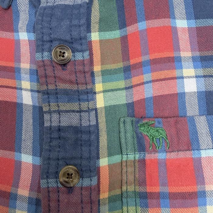 アバクロンビーアンドフィッチ シャツ チェック 二重生地 長袖 綿100% M サーモンピンク系×青×緑×黄×白 レディース(メンズ？) | Abercrombie&Fitch | 02