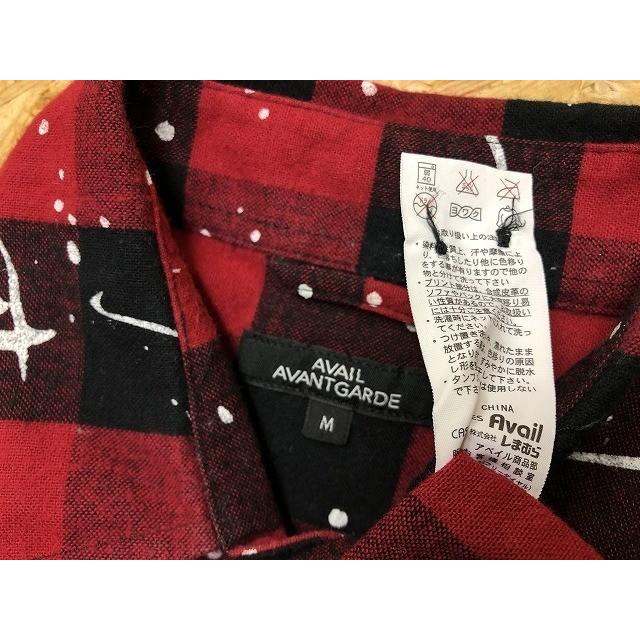 しまむら Avail Avantgarde しまむら アベイル M メンズ シャツ チェック柄 ドロッピングプリント 半端袖 レッド ブラック ホワイト Ss Undo Rowa ヤフー店 通販 Yahoo ショッピング