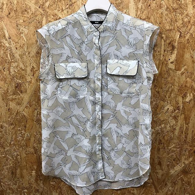 Muse レディース シャツ 薄手 シースルー 鳥柄 ハト 透け バンドカラー ノースリーブ ポリエステル100 グレージュ ホワイト ブラック Ss Undo Rowa ヤフー店 通販 Yahoo ショッピング