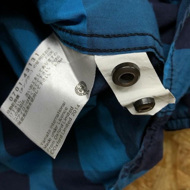 University of Oxford M メンズ シャツ ボタンダウン チェック柄 胸ポケット付き センタープリーツ 半端袖 綿100% ブルー×ブラック 青×黒 | UNIVERSITY OF OXFORD | 03