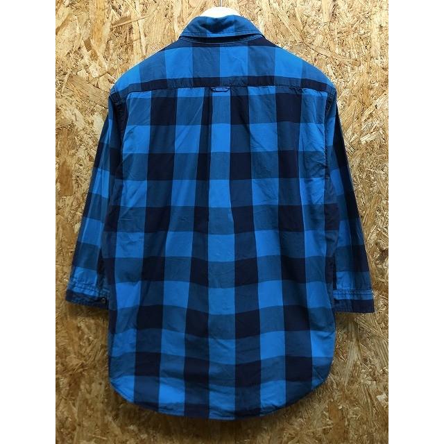 University of Oxford M メンズ シャツ ボタンダウン チェック柄 胸ポケット付き センタープリーツ 半端袖 綿100% ブルー×ブラック 青×黒 | UNIVERSITY OF OXFORD | 04