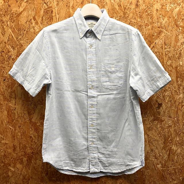 Coen コーエン M メンズ ダブルガーゼシャツ ボーダー イカリ柄 ボタンダウン ロゴ刺繍 半袖 綿100 ライトブルー系 ライトグレージュ系 Ss Undo Rowa ヤフー店 通販 Yahoo ショッピング