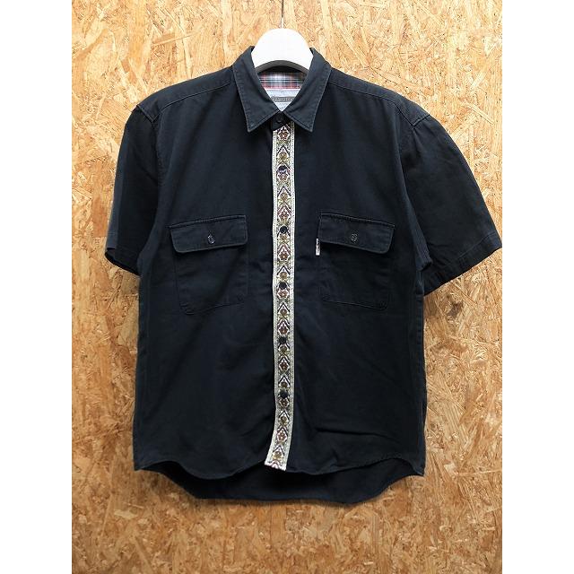 Mile Stone マイルストーン M メンズ シャツ 前立てに刺繍柄 両胸ポケット レギュラーカラー 半袖 大きめシルエット ブラック 黒 Ss Undo Rowa ヤフー店 通販 Yahoo ショッピング