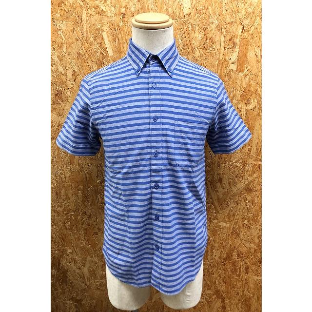 ikka イッカ S メンズ シャツ ボタンダウン ボーダー柄 胸ポケット付き