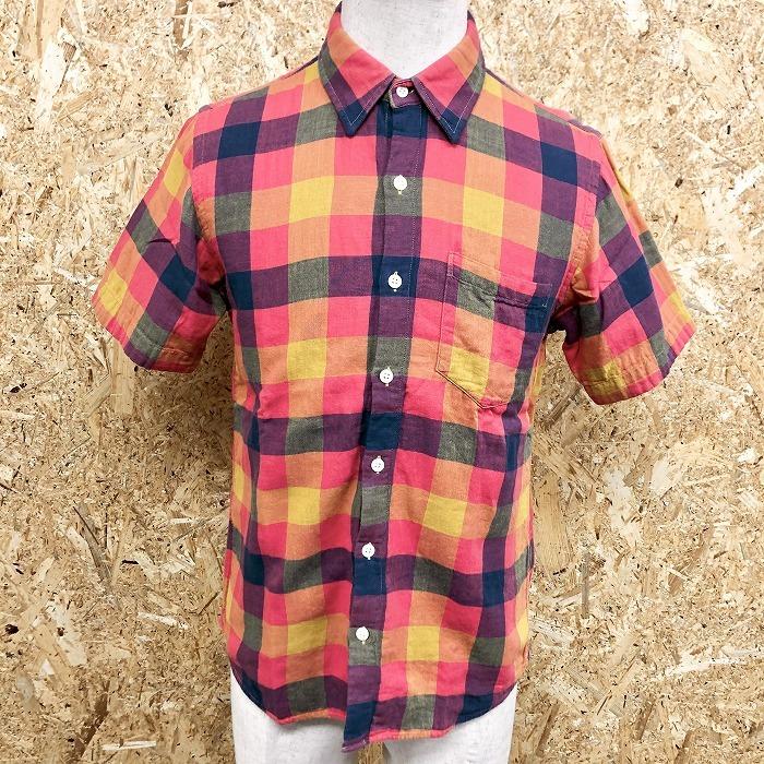 BEAMS ビームス ダブルガーゼシャツ ブロックチェック柄 胸ポケット