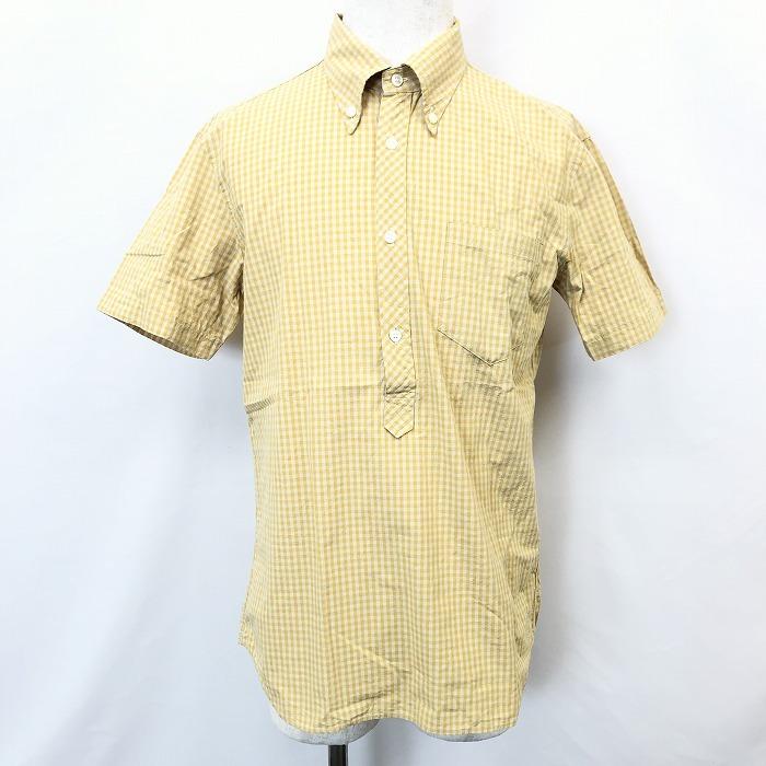 Pazzo パッゾ 48 メンズ プルオーバーギンガムチェックシャツ ボタンダウン ポケット 半袖 日本製 綿100 くすみイエロー くすみホワイト Ss Undo Rowa ヤフー店 通販 Yahoo ショッピング