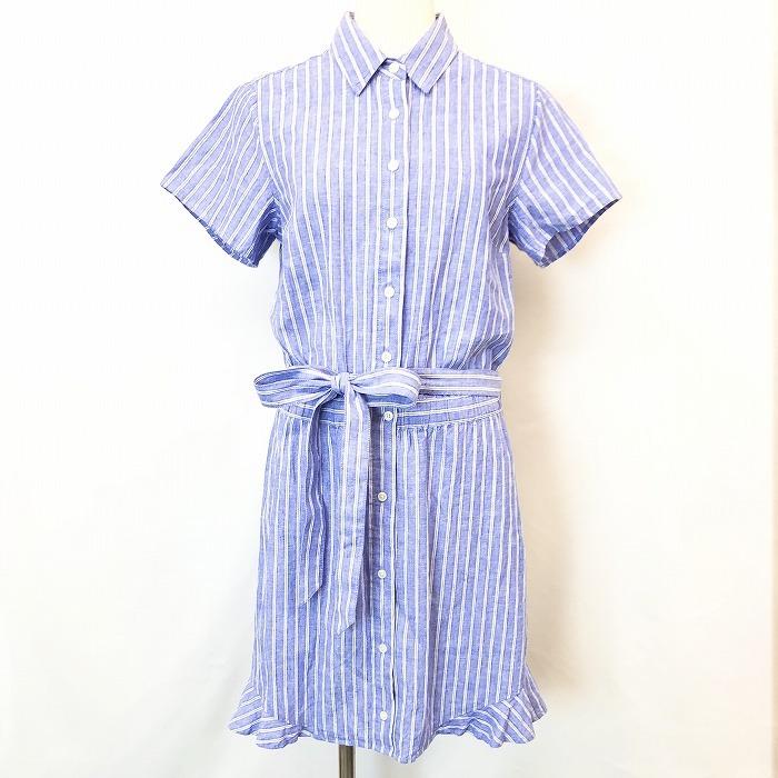 Banana Republic バナナリパブリック 4 レディース 半袖シャツチュニック シャツワンピース ストライプ ウエストゴム 麻 綿 ネイビー 紺 Ss Undo Rowa ヤフー店 通販 Yahoo ショッピング