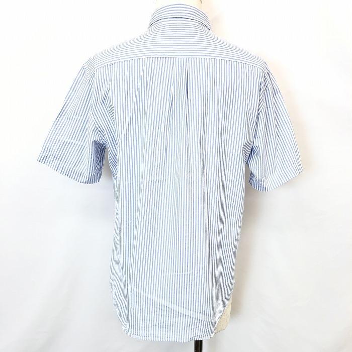 RAGEBLUE レイジブルー L メンズ 男性 オックスフォードシャツ ストライプ ボタンダウン 半袖 ポケット ラウンドテール 綿100% ネイビー 紺 | RAGEBLUE | 01