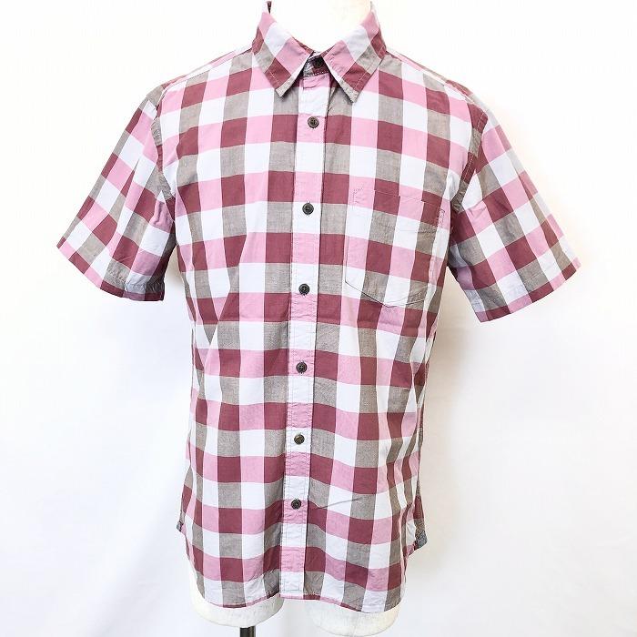 Gap ギャップ M メンズ 男性 シャツ チェック レギュラーカラー 半袖 胸ポケット ラウンドテール 綿100 コットン ピンクワインレッド系 Ss Undo Rowa ヤフー店 通販 Yahoo ショッピング
