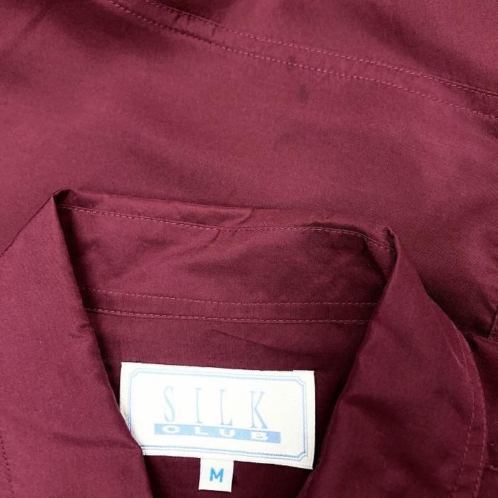 シルク/100% /シャツ/レトロ服 シルククラブ SILK CLUB 薄手 シャツ 無地 インポート古着