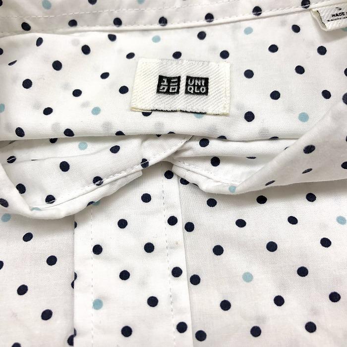 Uniqlo ユニクロ S メンズ 男性 シャツ ドット柄 水玉柄 ボタンダウン 半袖 ショートスリーブ 綿100 ホワイト ダークネイビー ブルー Ss Undo Rowa ヤフー店 通販 Yahoo ショッピング